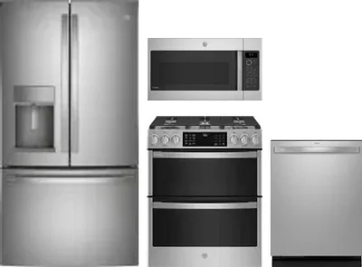 4 Piece Package Includes Refrigerator, Range, Microwave And Dishwasher